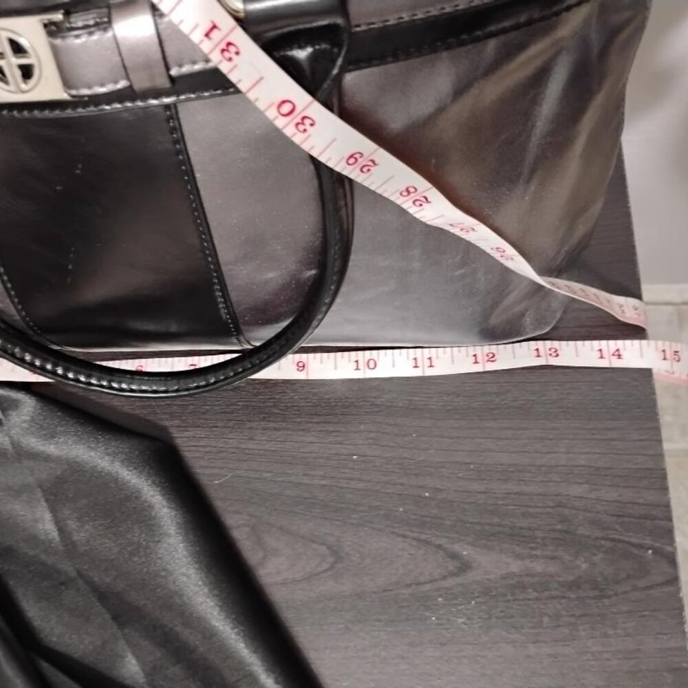 Gianni Bernini Crackled GunMetal Leather Hand/Crossbody Full Zip Around NWOT - Picture 10 of 11